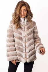 Women's chinchilla coat Lorraine Beige Melange